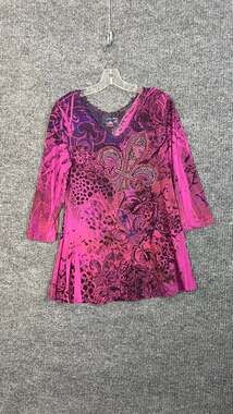 Reina Tunic Shirt Womens 2 Multi Color Y2K Bohemian Fairy Rhinestone Artsy